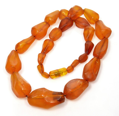 ANTIQUE VICTORIAN NATURAL BALTIC MASSIVE HONEY AMBER BEAD NECKLACE