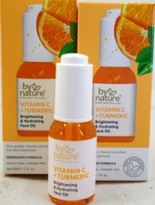 PACK Of 2 BY NATURE - VITAMIN C + TUMERIC BRIGHTENING FACE OIL 1 fl oz Exp 10/26