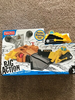 FISHER PRICE BIG ACTION Boulder Blast Bulldozer Play set. NEW