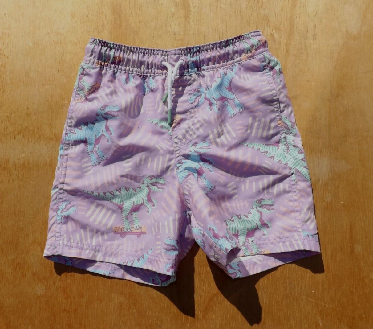 Size Small (6) Boys Swim Trunk Shorts, Cat & Jack, Dinosaur Light Purple
