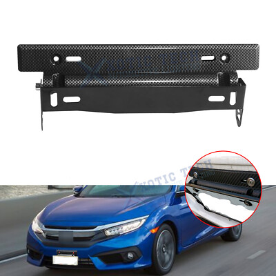 For Honda Civic Front Bumper Carbon Fiber Style License Plate Mount Bracket Hold