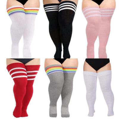 1 Paar Overknee-Strümpfe Übergröße elastisch Beinwärmer