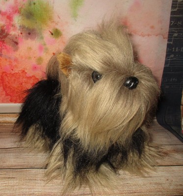 Yorkie Plush Used Dog Lifelike Long Hair Battat Black Brown Poodle