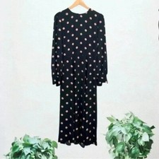 $248 Reformation Black Polka Dot Midi Dress Wedding Guest Brunch Party  XS NWT