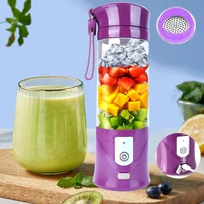 Portable Blender USB Rechargeable 6-Blade Smoothie Maker for Travel & Home 13oz