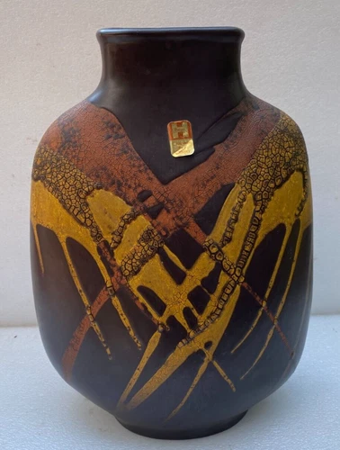 Vintage Royal Haeger Earth Wrap Flask Shaped Vase 12"