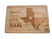 Royal Craft Wood Cutting Board "Don't Mess with Texas"  10" x 15" 2 handles