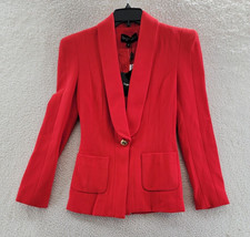 Sergio Hudson Silk Blend Multi Seamed Blazer Women's 2 Crimson Front Pockets L/s