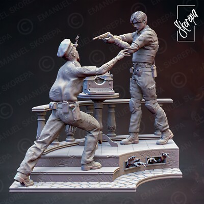 Leon Kennedy Resident Evil 2 Remake Diorama Resin 3d gedruckter Modellbausatz 