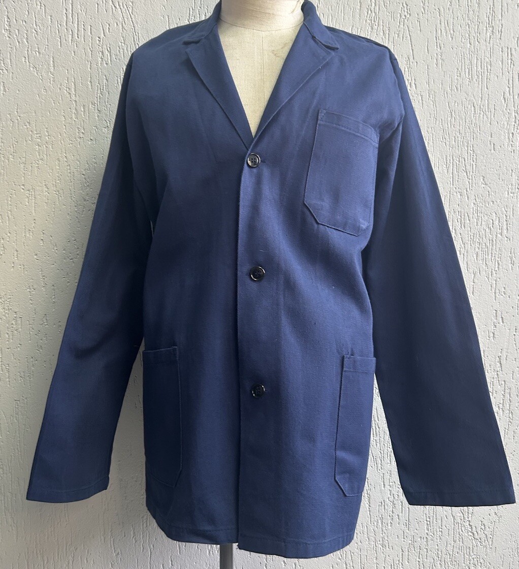 Men’s Vintage 1950s Navy Blue Workwear Casual Jacket Sanfor Cotton 38-40  Medium