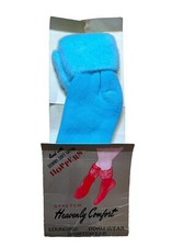 VTG Orlon Downy Soft Hoppers BLUE Women's Turn Cuff Lounge Socks 8.5-11 NOS 70s.