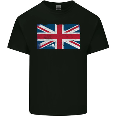 Distressed Union Jack Flagge Großbritannien Herren Baumwolle T-Shirt