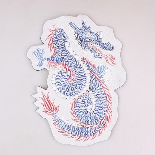 Blue Dragon Mythological Animal Embroidered Patch Iron On 4.7" x 5.9" 12 x 15Cm - Foto 3 di 3