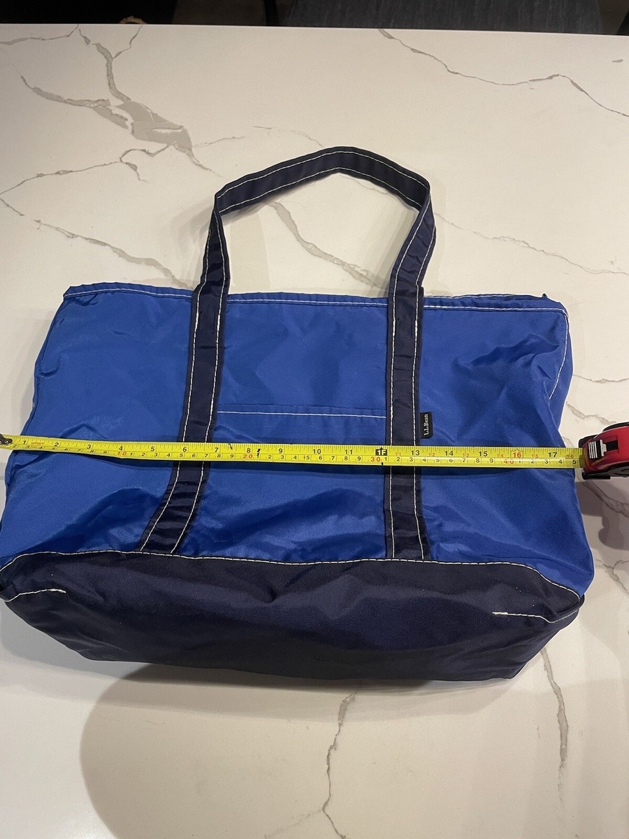 Vintage LL Bean NYLON Boat And Tote Bag Zippered Blue White