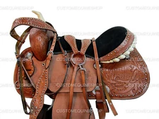 COMFY WESTERN TRAIL SADDLE PLEASURE HORSE TOOLED LEATHER TACK SET 15 16 17 18