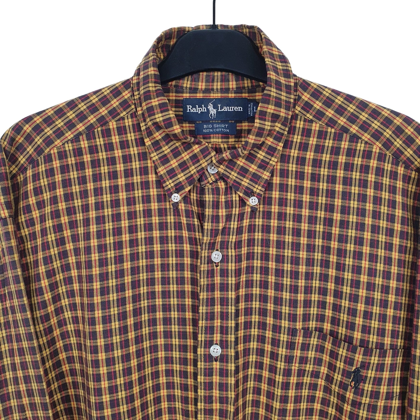 RALPH LAUREN Yellow Check Shirt Big Shirt Fit Long Sleeve Casual Mens XL image 2