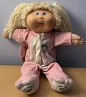 Vtg 1982 Coleco Cabbage Patch Kids Doll Blonde Blue Eye Dimple Pink Bunny Outfit