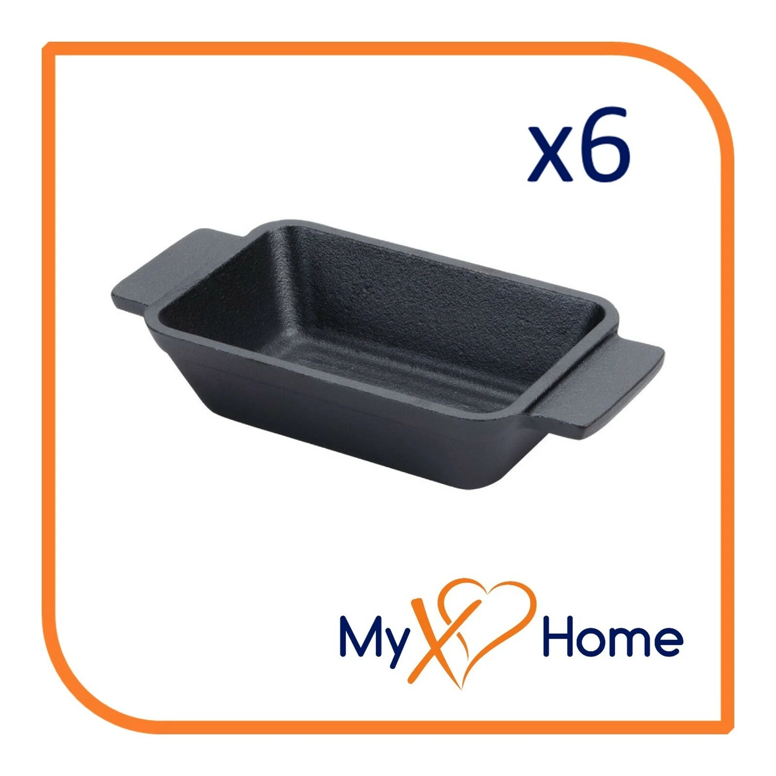 9 oz. Pre-Seasoned Mini Cast Iron Rectangular Casserole Dish (6 Casseroles)