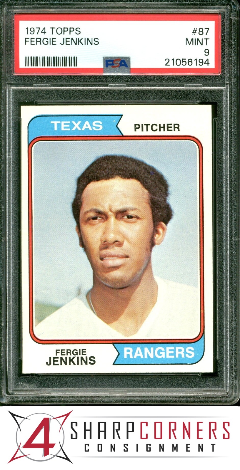 1974 TOPPS #87 FERGIE JENKINS RANGERS HOF PSA 9