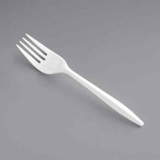 MEDIUM WEIGHT WHITE DISPOSABLE PLASTIC FORKS 1000CT