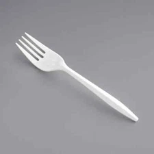 MEDIUM WEIGHT WHITE DISPOSABLE PLASTIC FORKS 1000CT