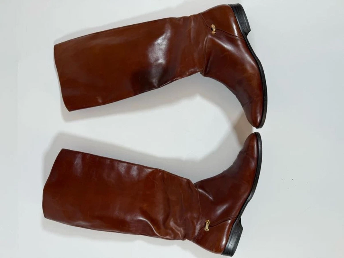 Vintage Salvatore Ferragamo Leather Riding Boots Size 8B Salvatore Ferragamo Med 1 3/4 main image 4
