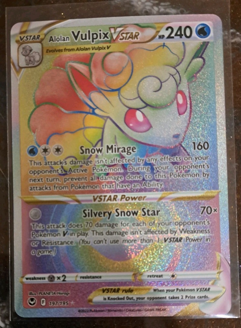 🌩️Pokemon - Alolan Vulpix VSTAR - Rainobow - 197/195 - Silver Tempest (NM)🌩️