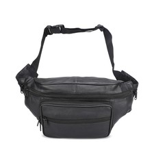 Leatherboss JUMBO FANNY PACK TRAVEL ORGANIZER WAIST WALLET NEW BLACk
