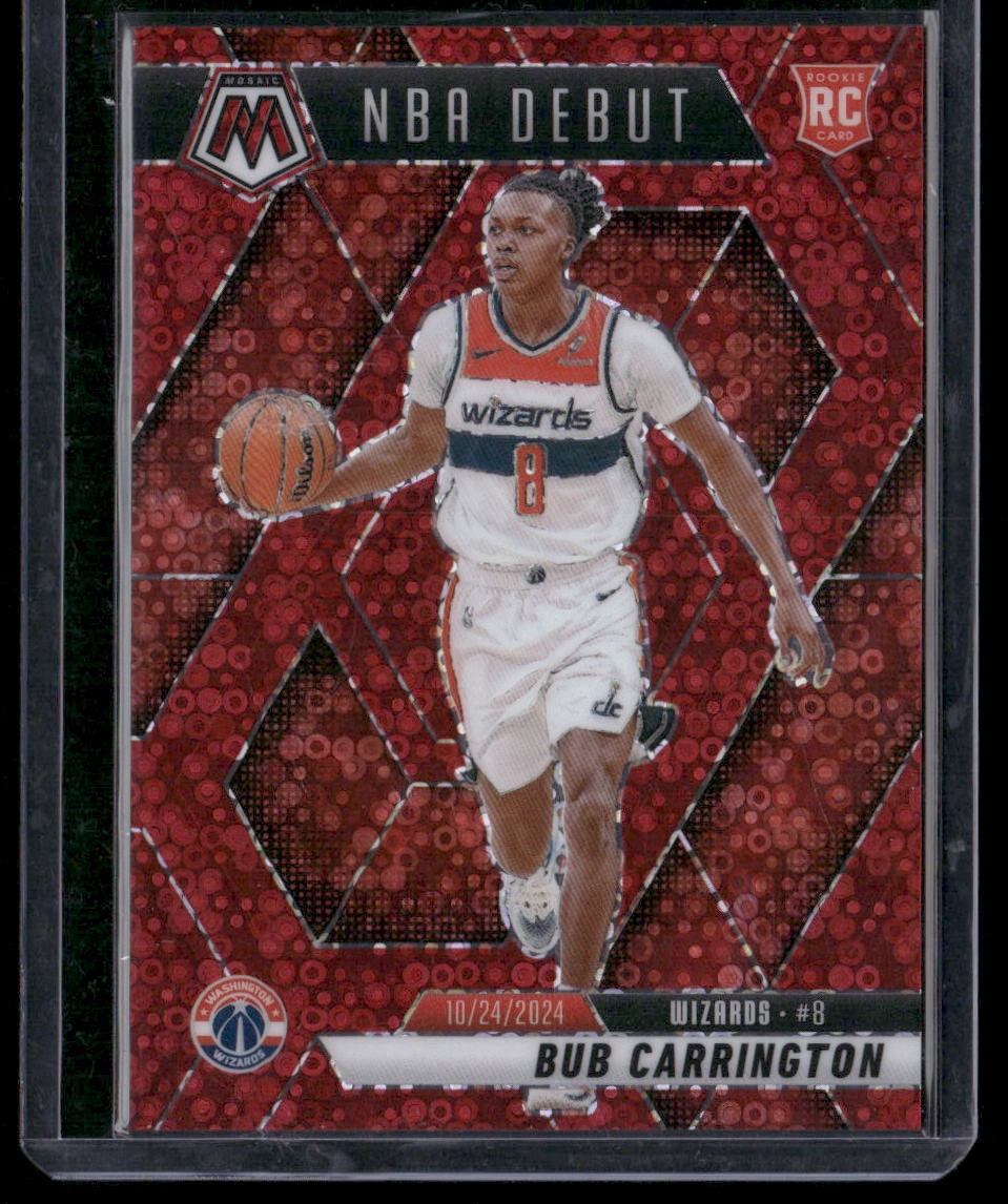 2024-25 Panini Mosaic #259 Bub Carrington Fast Break Red Mosaic #/99 RC