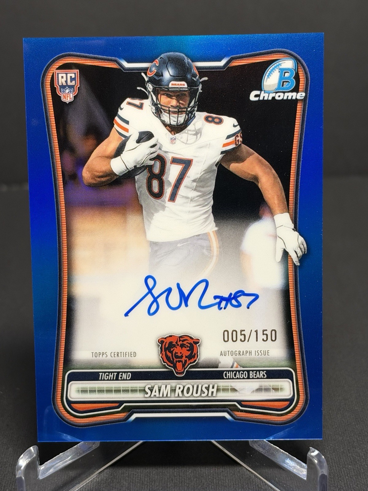 2026 Bowman Chrome Sam Roush #BCRA-SRO Auto True Blue /150 Bears Rookie RC