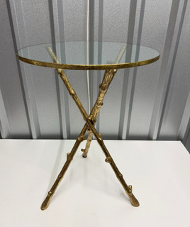 Designer Jonathan Adler Gold Branch & Glass Side Table