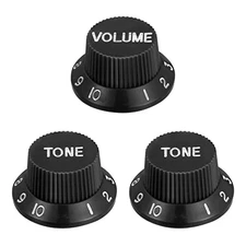  Speed Control Knobs 6mm ID 1 Volume 2 Tone Top Hat Guitar Bell Knobs for Black