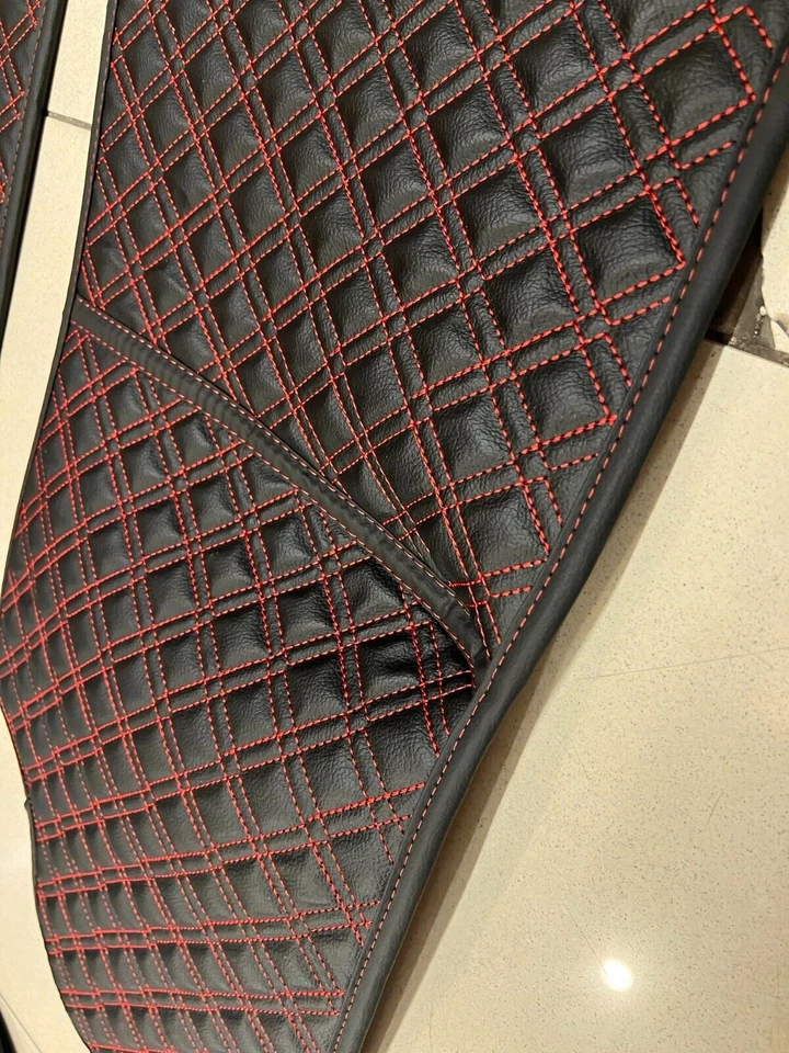 Vinyl Trunk Mat trunk Floor For Porsche 911 F 1969-1973 4 PCS Black Red Diamond - Image 4 of 4