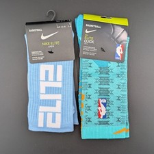 Nike Elite Quick NBA  Elite Crew Socks Athletic Stars Tri-Color 2 Pairs Sz Lrg