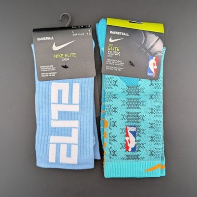 Nike Elite Quick NBA & Elite Crew Socks~Athletic Stars Tri-Color 2 Pairs Sz Lrg