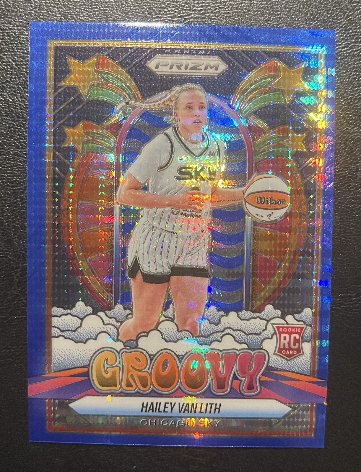 Hailey Van Lith 2025 Panini Prizm WNBA Blue Pulsar /199 Groovy Rookie #14 Sky