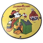 Vintage Sherwin Williams Sign - Paint Brush Painting Gas Pump Porcelain Sign