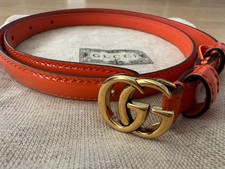 GUCCI Gürtel Damen Lackleder Orange schmal L...
