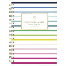 AT-A-GLANCE Planner 2025-2026 Academic, Ley, Monthly, Flex Cover, Happy Stripe