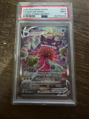 PSA 9 Gengar VMAX Alternate Art Secret Rare 271/264 Fusion Strike Holo Pokémon