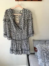 Altar’d State Floral Peasant Lace Up Dress Size Medium