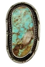 Vintage Navajo Sterling Silver Blue Turquoise Long Ring Size 6