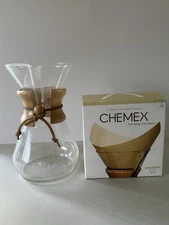 Chemex 8-Cup Glass Pour-Over Coffee Maker, 40 oz with 100ct Filters