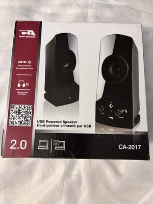 New In Box Cyber Acoustics USB Powered Speaker System CA-2017 Black