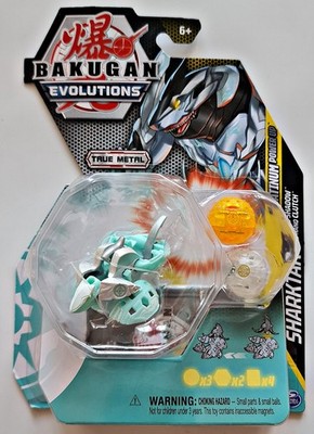 NEW Bakugan Evolutions True Metal Platinum Sharktar with Nano Shadow & Clutch
