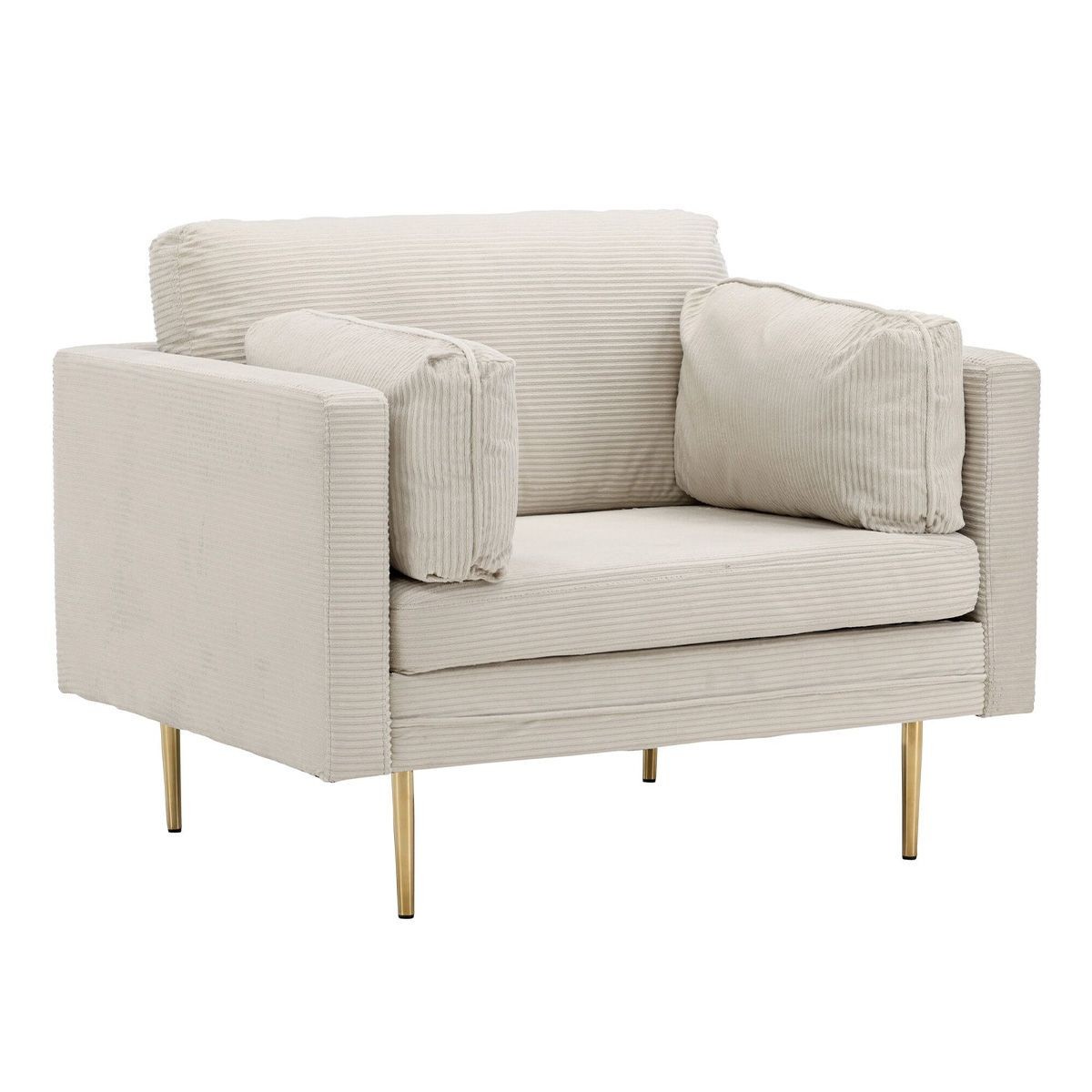 Fauteuil design Boom anti-affaissement velours côtelé beige