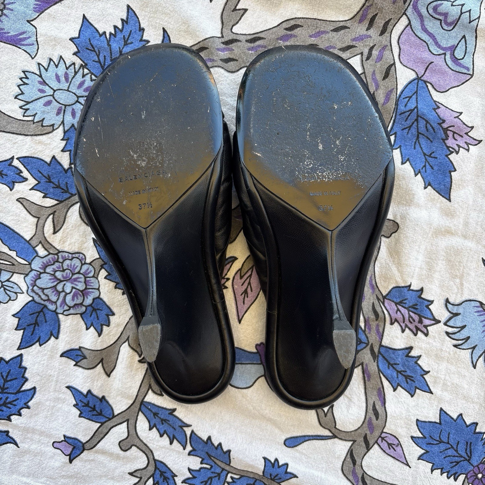 Balenciaga Paris Black Knotted Slip On Mule Heel Strappy Sandal, EU 37.5 FLAW thumbnail 3