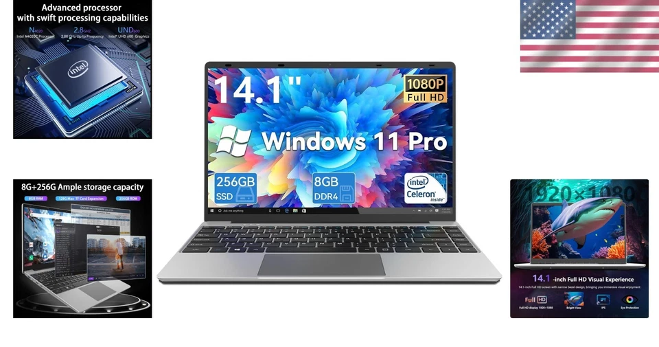 14 Inch Laptop Computer, 8GB RAM 256GB SSD, Intel - Image 2 of 4