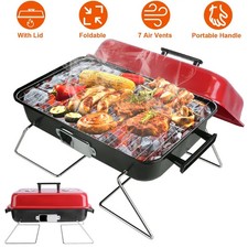 Portable Barbecue Smoker Charcoal Grill Outdoor Tabletop Grill Small Folding Wit