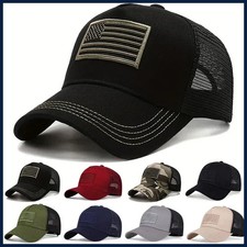 USA Flag Mesh Trucker Baseball Cap Breathable Adjustable Unisex Hat